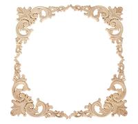 Cpolebev 4 PièCes SéRies Bois Sculpté Moulures Coin Onlay Applique Style EuropéEn Classique Meubles DéCor à 20X20 Cm