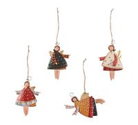 Cpolebev 4 PièCes SéRies de NoëL en MéTal Danse Pendentifs Arbre de NoëL Suspendus Ornements NoëL Arbre PoupéE DéCorations pour la FêTe à