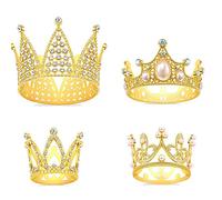 Cpolebev 4pcs Décorations de Gâteau de Couronne de Princesse pour Anniversaire, Mariage, Fête et Couronne de Douche de