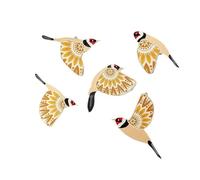 Cpolebev 5 Pièces d'art Mural en Bois pour Oiseaux Volants en Bois, Décoration Murale Rustique, Art Populaire, Décoration Murale pour Cadeau, Amoureux des Oiseaux, Salon, Jaune