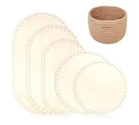 Cpolebev 5 Pièces de Fond de Panier en Bois, 5 Tailles de Cercle Ovale Vierge, Base en Bois pour Panier à Crochet pour Bricolage, Fournitures de Tissage