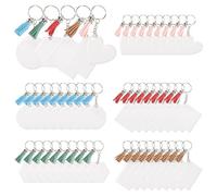 Cpolebev 50 Ensembles de Porte-CléS Vierges pour Vinyle, éBauches de Porte-CléS en Acrylique avec 5 Formes de Breloques en Cuir à Disque Acrylique Transparent
