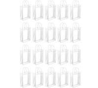Cpolebev 50 Pièces Cadeaux en PVC Transparent avec Poignées Fourre-Tout en Film Plastique Réutilisables Sac à Provisions Transparent pour la Fête de Noël