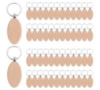 Cpolebev 50 PièCes Porte-CléS en Bois Ovale Gravure sur Bois Blancs Porte-CléS en Bois Inachevé Porte-CléS pour Bricolage Cadeau Artisanat (Ovale)
