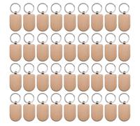 Cpolebev 50 Pièces Porte-Clés en Bois Vierge Gravure de Clé Vierges Porte-Clés en Bois Inachevé Porte-Clés Porte-Clés pour Bricolage Artisanat Style 7