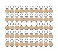 Cpolebev 50 PièCes SéRies Porte-CléS en Bois Rond Vierge Porte-CléS en Bois Bricolage Porte-CléS Peuvent Graver des Cadeaux de Bricolage