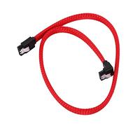 Cpolebev 50CM SATA 3.0 III SATA3 Cable de donnees a 7 Broches SSD a Angle Droit 6Gb / s Cordon de donnees pour Disque Dur avec Gaine en Nylon (Rouge)