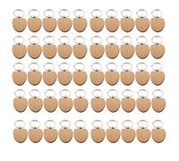 Cpolebev 50pcs Porte-Clés Vierges en Forme de Cœur Anti-Perte D'Accessoires en Bois Étiquettes Peuvent Graver des Cadeaux de Bricolage