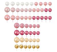 Cpolebev 56 Pièces Boule Gâteau Picks Boule en Forme de Gâteau Topper Boules de Perles Cupcake Gâteau Insert Topper pour Fête d'anniversaire de Mariage Rose