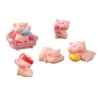 Cpolebev 6 Pcs Miniatures Cochons Figurines Mignon Cochon Rose Famille Chiffres Bricolage Artisanat pour FéE Jardin DéCoration DéCorations pour