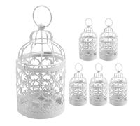 Cpolebev 6 Pièces Séries Bougie Porte-Bougie en Métal Suspendu Creux Cage à Oiseaux Lanterne Vintage Centres Décoratifs de Fête de Mariage
