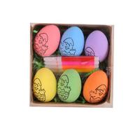 Cpolebev 6 Pièces Œufs de Pâques Bricolage Peints à la Main 2024 Œufs de Dessin Animé Cadeau Fait à la Main pour Enfants Kit de Peinture D'Œufs de Pâques Facile à Installer et à Utiliser -B