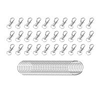 Cpolebev 60 PièCes Porte-CléS Clip Crochets Serrures Tournantes LanièRe Mousquetons avec Porte-CléS Fendus (Argent)