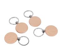 Cpolebev 60 PièCes SéRies Porte-CléS en Bois Rond Vierge Porte-CléS en Bois Bricolage Porte-CléS Peuvent Graver des Cadeaux de Bricolage