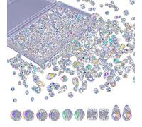 Cpolebev 600 pièces Perles de Verre pour la Fabrication de Perles de Cristal avec BoîTe de Conteneur Perles de Verre en Vrac Collier à Faire Soi-MêMe Bracelet Boucles d'oreilles