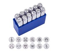 Cpolebev 6Mm MéTal Timbre PoinçOn Outil Aluminium Cuir Symbole PoinçOnnage Timbres Outils Artisanat pour Estampage 12 ModèLes Ensemble B