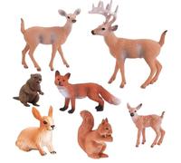 Cpolebev 7 Pièces Figurines d'animaux Simulés Ornements d'animaux Mini Animaux Créatures de la Forêt Figurines Miniatures Décoration de Gâteau Accessoires de Décoration pour