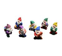 Cpolebev 7 PièCes Gnomes FéE Statues en RéSine Mini Statues de Jardin DéCoration Conte Statue pour la DéCoration de Festival de Vacances