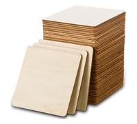 Cpolebev 80 Pièces de Bois Non Carrés de Bois Vierges de 4 X 4 Pouces pour Les Travaux Manuels, la Peinture, la Gravure, la Décoration de Vacances, Les sous-Verres