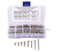 Cpolebev 800 Pcs/Ensemble Attache Assortie Vis Autotaraudeuses À Tête Cylindrique À Empreinte Cruciforme En Acier Au M2 M2X4/5/6/8/10/12/16Mm/20Mm