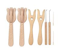 Cpolebev 8Piece Lucet Fourchette Crochet Fourchette à Tricoter en Bois Big Eye Aiguille Ensemble Couleur Bois