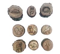 Cpolebev 9 Pièces Empreintes d'animaux Timbres Moule Empreintes d'animaux Graver des en Bois pour Enfants Sol Boueux Champ de Neige Étape Impression Jungle