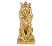 Cpolebev Abstrait Couronne Lion Statue Bureau à Domicile Bar Mâle Lion Foi RéSine Sculpture Artisanat Animal Art DéCor Ornements - Or