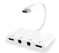 Cpolebev Adaptateur Audio USB C vers 3,5 mm Adaptateur USB C vers Prise Casque 4 en 1 avec Prise Audio 3,5 mm et Port de Charge PD 60 W