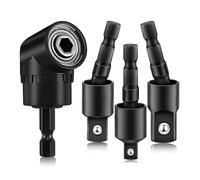 Cpolebev Adaptateur de Perceuse à Angle Droit, Rotatif à 360°, Noir, Ensemble D'Adaptateur de Douille de Qualité D'Impact de 1/4, 3/8 et 1/2 Pouces.