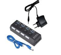 Cpolebev Adaptateur Secteur USB 3.0 4 Ports Multi USB Splitter Hub 3.0USB Hub 50CM Câble Hub Station d'accueil Facile à Utiliser Prise UE