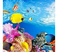 Cpolebev Aquarium Papier de Fond Image HD 3D tridimensionnel Fond d'ecran de Poissons Arriere-Plan Peinture Double Face Aquarium decoratif Autocollant de Reservoir de Poissons(40 * 82 cm)