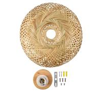 Cpolebev Bambou Osier Luminaire en Rotin Encastré Plafonnier Suspendu pour Salon Chambre à Coucher Salle à Manger, 30X18Cm