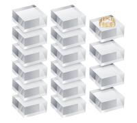 Cpolebev Blocs en Acrylique Transparents, Blocs de Présentation Carrés, Cubes Polis Transparents, Présentoirs à, Présentoirs à Bagues, Supports de Base, 16 Pièces
