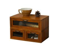 Cpolebev Boîte de Rangement en Bois, Organisateur de Bureau et Cabinet de Coiffeuse avec Étagère Augmentée pour Moniteur D'Ordinateur, Double Tiroir.