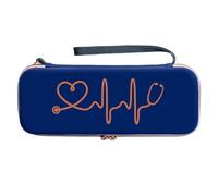 Cpolebev Boîte de Rangement pour Stéthoscope EVA Mallette de Voyage Portable avec Sac en Filet, Disque Dur, Stylo, Organisateur Bleu