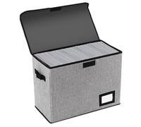 Cpolebev Boîtes de Rangement pour Bandes Dessinées, Boîte Pliante pour la Rentrée Scolaire avec Couvercle, Conteneur pour 150 Bandes Dessinées, Gris