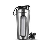 Cpolebev Bouteilles Shaker pour Mélanges de Protéines. Le Shaker à Protéines en Acier Inoxydable Ne Reste Pas Froid/Chaud, Tasses Shaker en Métal à Fenêtre Visible - Une Installation et Facile