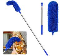 Cpolebev Brosse de Nettoyage de GouttièRe Outil de Toiture avec Mât TéLescopique Extensible 8,2 Pieds Outil de Nettoyage de Garde Facile à Retirer, Bleu