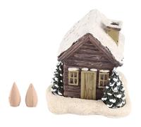 Cpolebev Brûleur de Cône D'Encens d'hiver Enneigé de Cabane en Rondins, Brûleur D'Encens de Cabane de Noël, Brûleur D'Encens de Cabane en Rondins, Encens de Pièce 10 X 10 X 11 cm