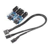 Cpolebev Câble D'Extension 1 vers 4 pour Carte Mère 9 Broches USB2.0, avec Double Prise 9 Broches et Puce pour Support Multi-Interface Partagée.