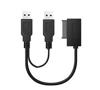 Cpolebev Câble SATA Slimline Slimline Câble SATA USB2.0 vers 6+7 Câble SATA 13 Broches avec Alimentation Externe USB 2.0 pour Ordinateur Portable Adaptateur CD-ROM DVD-ROM Odd