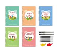 Cpolebev Cahier D'Exercices D'Écriture Rainuré Réutilisable pour Améliorer les Compétences D'Écriture Manuscrite des Enfants Âgés de 3 à 8 Ans