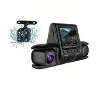 Cpolebev Caméra DVR pour Voiture à 3 Objectifs 1080P HD, Enregistreur Vidéo, Plastique Noir, Surveillance de Stationnement 24h, Dashcam
