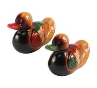 Cpolebev Canard Mandarin en Bois Modèle DéCor 2 Pcs Cadeau de Mariage Une la Main Ornement de Chevet Figurine de Canard Mandarin