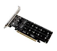 Cpolebev Carte D'Extension PCIE 4.0 Double Disque PCIeX16 vers M.2 M-Key NVME SSD, Prend en Charge 4 SSD NVMe M.2 M Key 2280
