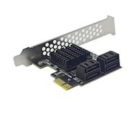 Cpolebev Carte D'Extension SATA3.0 vers Port PCI-E4 Carte Adaptateur 6G 88SE9215 Carte de Conversion de Disque Dur D'Extension IPFS Dur