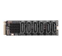 Cpolebev Carte Riser M.2 MKEY PCI-E Carte M.2 NVME vers SATA Carte D'Extension M.2 NVME vers SATA3.0 PCIE vers SATA 6Gpbsx6-Port ASM1166