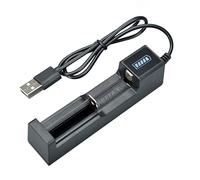 Cpolebev Chargeur de Batterie USB 1 Slot Chargeur de Batterie Rechargeable Universel à Charge Chargeur de Batterie au Lithium pour 18650 26650 14500 16340 ABS