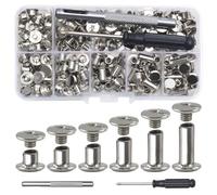 Cpolebev Chicago Screw Leather Rivets Assortiment de Rivets à Vis M5 Chicago Vis de Liaison pour la Décoration de Ceintures Artisanales en PU (110 Pièces) A
