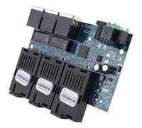 Cpolebev Commutateur Fibre Ethernet 100M PCBA Board Convertisseur de MéDias Optique 20Km 3 Fibres 3 RJ45 Prise en Charge Commutateur Fibre RPOE Simplex SC